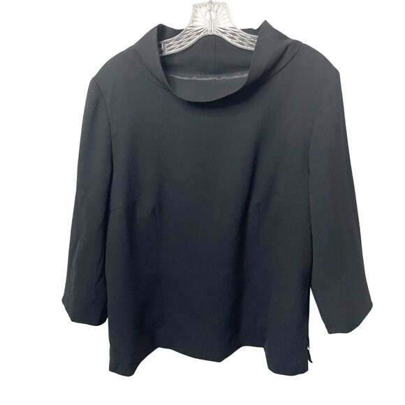 Vintage Talbots Pure Wool Black Blouse Cowl Neck 3/4 Sleeve Women’s Size 14 USA - Picture 1 of 9